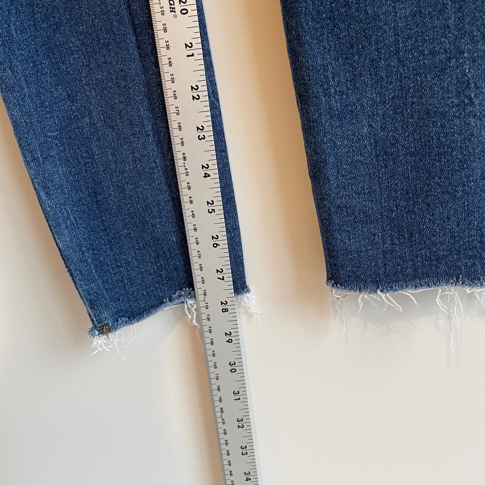 I&M BLACK LABEL Women's Blue Distressed Skinny Jeans Raw Hem Size 1 - Picture 4 of 7